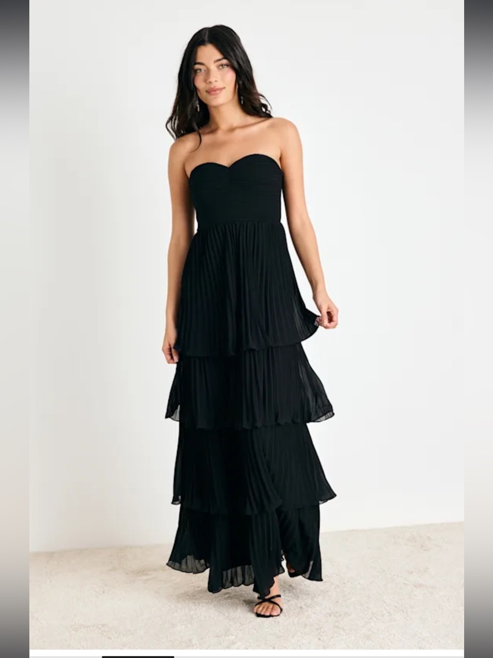 NWT Lulus Seriously Sensational Black Strapless Tiered‎ Maxi Dress Size XL